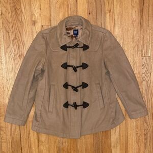 Gap Women's Medium Brown Khaki Full Zip Wool Coat Jacket
